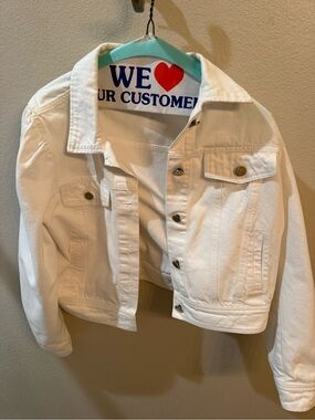 Women’s White Denim Jean Jacket - Classic Button Front